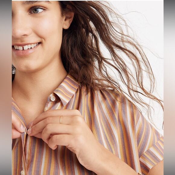 Madewell | Central Shirt in Rainbow Stripe Size S - Picture 2 of 11